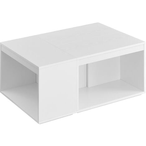 VASAGLE Tables Basses, Lot de 3 Tables d’Appoint, Petites Tables Rectangulaires Personnalisable, Style Moderne, avec Étagère, pour Salon, Chambre, Bureau, Blanc Neige