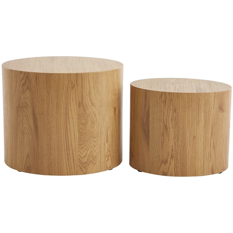Miliboo - Tables basses gigognes ovales scandinaves bois clair finition chêne (lot de 2) woody