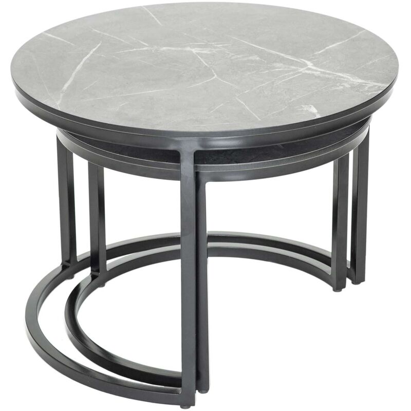 Tables basses rondes gigognes Noir ø 60x45 cm et 50x38 cm