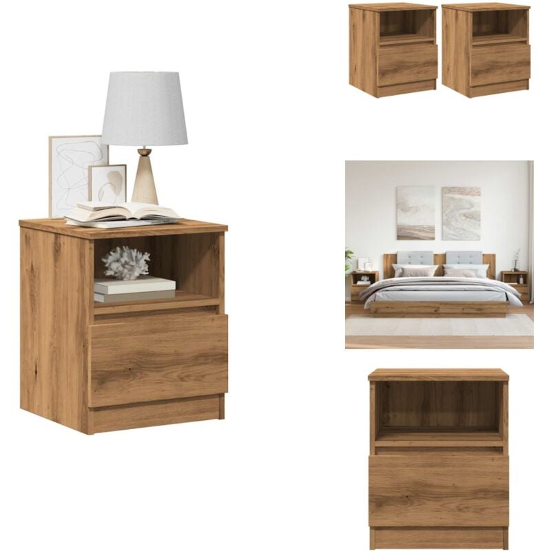 Tables chevet 2 pcs chêne artisanal 40x40x50 cm bois ingénierie - Table De Chevet - Tables De Chevet - Meuble De Chevet - Armoire De Chevet