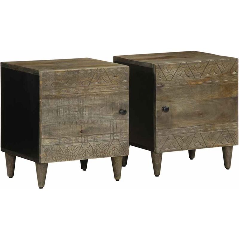 Tables chevet 2 pcs gris clair 40x33x46 cm bois manguier solide - Vidaxl