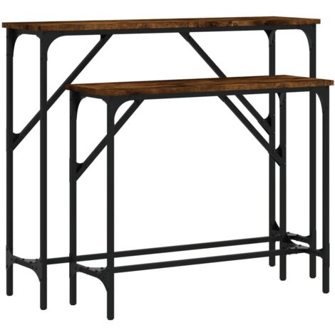 Tables console 2 pcs chêne fumé bois d'ingénierie