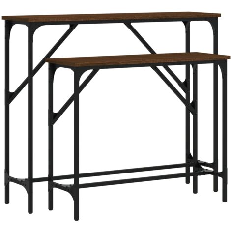 Tables console 2 pcs chêne marron bois d'ingénierie