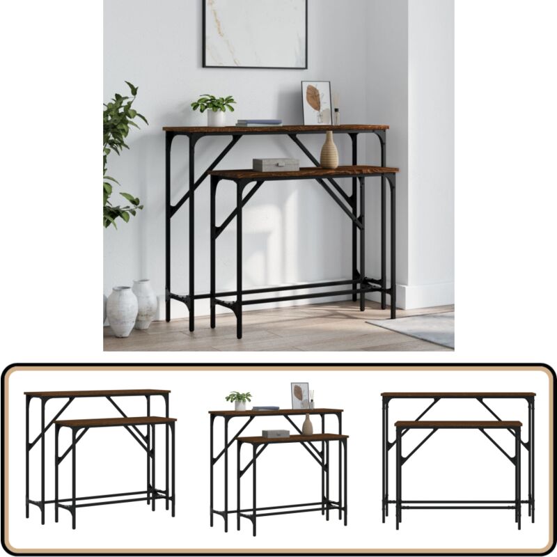 Vidaxl - Tables console 2 pcs chêne marron bois d'ingénierie - Table Basse - Meuble D'intérieur - Table D'appoint - Table Console - Décoration