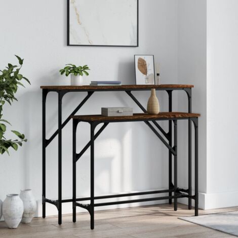 Tables console 2 pcs chêne marron bois d'ingénierie vidaXL