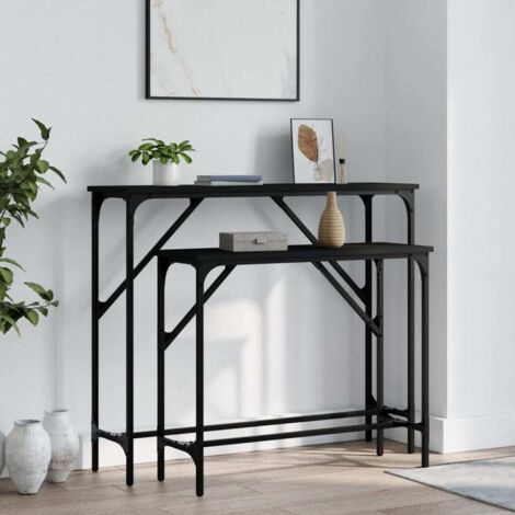 Tables console 2 pcs noir bois d'ingénierie vidaXL