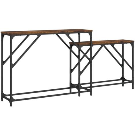 Tables console gigognes 2 pcs chêne fumé bois d'ingénierie