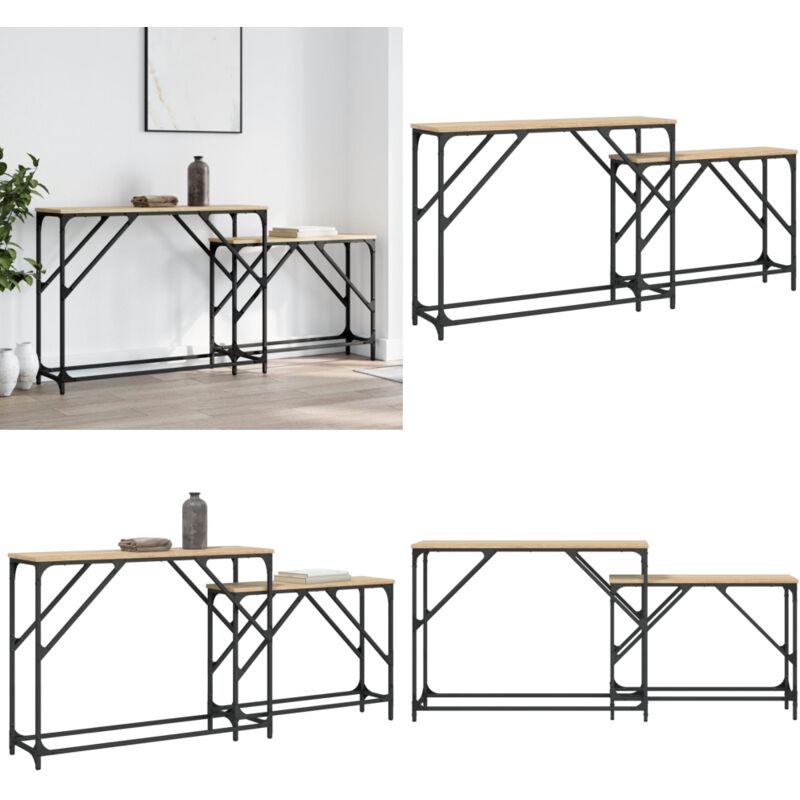 Vidaxl - Tables console gigognes 2 pcs chêne sonoma bois d'ingénierie - Table Basse - Meuble D'intérieur - Table D'appoint - Ensemble De Tables