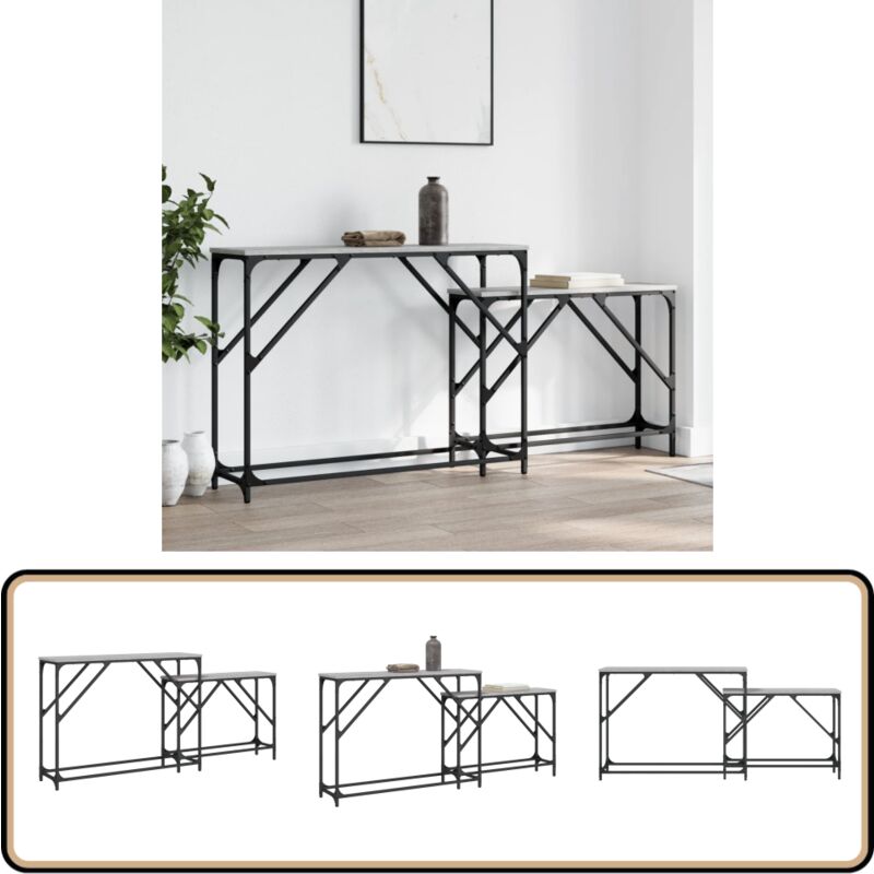 Vidaxl - Tables console gigognes 2 pcs sonoma gris bois d'ingénierie - Table Basse - Meuble D'appoint - Table Console - Table Gigogne - Design