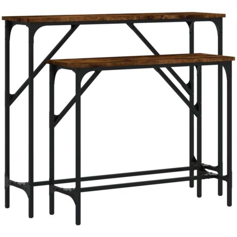 Tables console,Table d'appoint,Bout de canapé 2 pcs chêne fumé bois d'ingénierie CFW63609