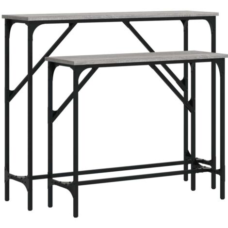 Tables console，Table d'appoint，Bout de canapé 2 pcs sonoma gris bois d'ingénierie CFW66878