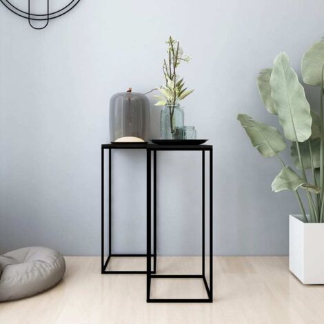 Tables d'appoint 2 pcs-Table basse-Table Salon Noir Acier 466594