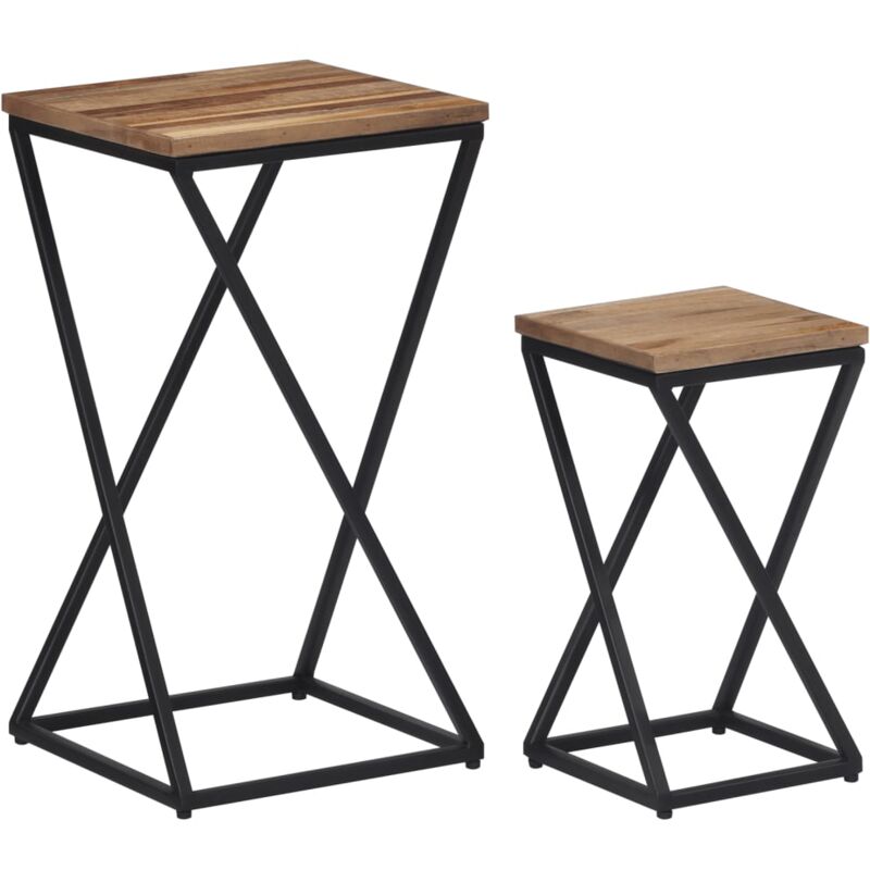 Vidaxl - Tables d'appoint 2 pcs teck de récupération massif