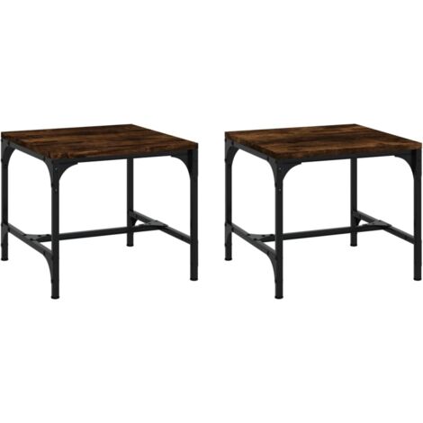 Tables d'appoint 2 pcs，Table basse，Table de Salon Chêne fumé 40x40x35 cm Bois d'ingénierie CFW71987