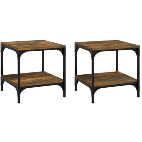 Tables d'appoint 2 pcs，Table basse，Table de Salon Chêne fumé 40x40x40 cm Bois d'ingénierie CFW85042