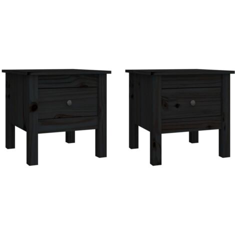 Tables d'appoint 2 pcs，Table basse，Table de Salon Noir 40x40x39 cm Bois massif de pin CFW62613