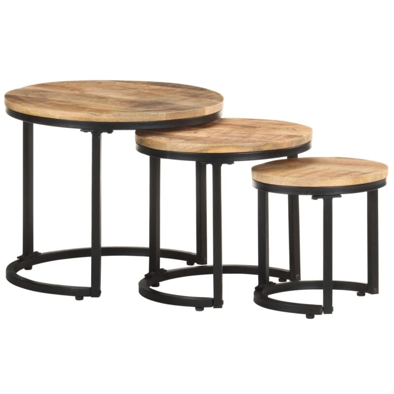 Tables d'appoint 3 pcs Bois de manguier brut Vidaxl