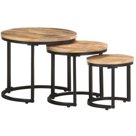 Tables d'appoint 3 pcs Bois de manguier brut