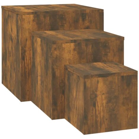 Tables d'appoint 3 pcs Chêne fumé Bois d'ingénierie