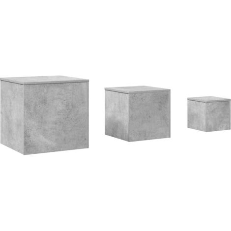 Tables d'appoint 3 pcs，Table basse，Table de Salon Gris béton Bois d’ingénierie CFW85064