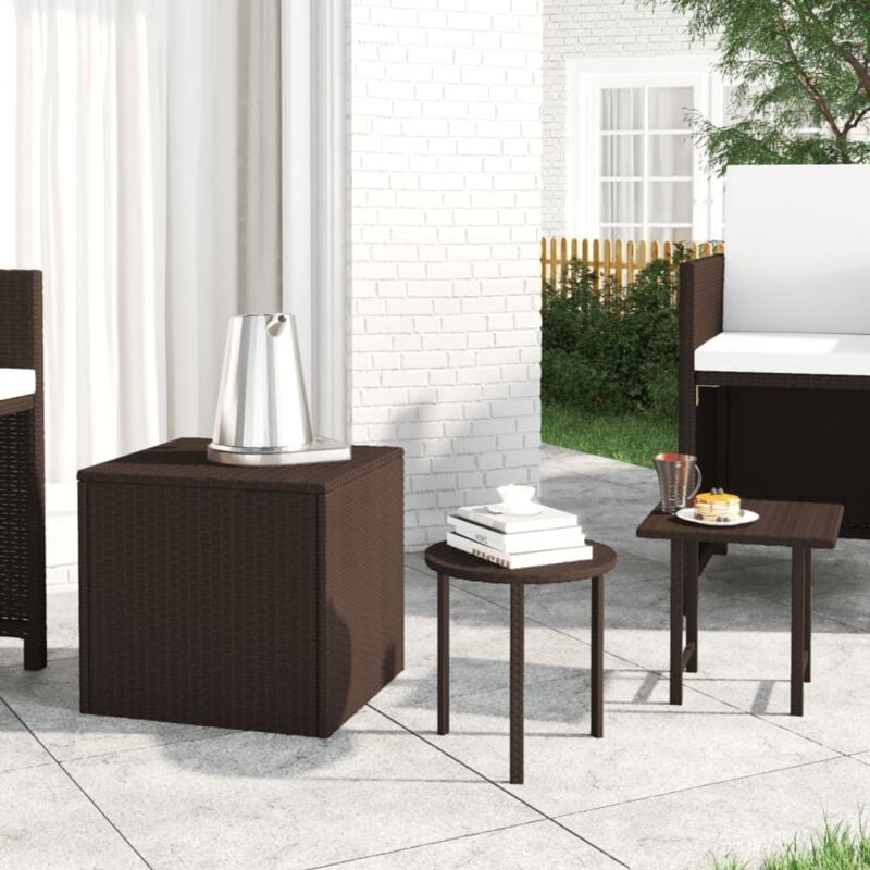 Vidaxl - Tables d'appoint de jardin 3 pcs marron résine tressée