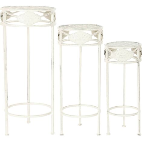 Tables d'appoint en métal blanc pour terrasse élégante - Blanc antique élégant