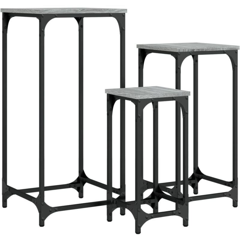 Tables d'appoint gigognes 3 pcs sonoma gris bois d'ingénierie Vidaxl