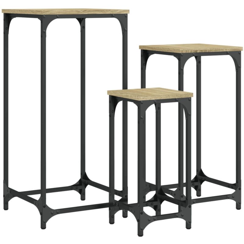 Tables d'appoint gigognes 3 pcs chêne sonoma bois d'ingénierie Vidaxl