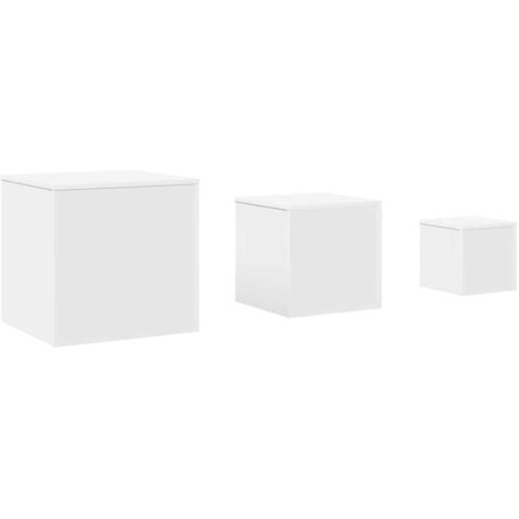 Tables d'appoint，Table basse，Table de Salon 3 pièces en bois d'ingénierie blanc CFW37567