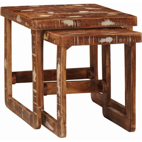 Tables d'appoint，Table basse，Table de Salon Multicolore bois de récupération massif CFW45071