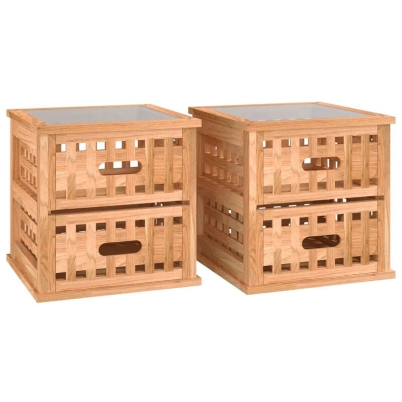 Vidaxl - Tables de chevet 2 pcs 34x34x34 cm Bois massif de noyer