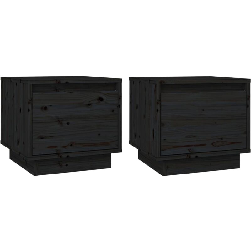 Tables de chevet 2 pcs Noir 35x34x32 cm Bois de pin solide Vidaxl
