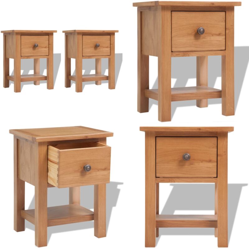 Tables de chevet 2 pcs 36x30x47 cm bois de chêne massif - Table De Chevet - Meuble De Chambre - Table De Nuit - Bois De Chêne - Design Rustique