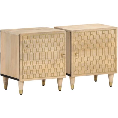 Tables de chevet 2 pcs 40x33x46 cm Bois de manguier solide vidaXL