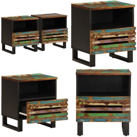 Tables de chevet 2 pcs 40x34x46 cm bois massif de récupération - Table De Chevet Industrielle - Meuble De Chambre - Table De Nuit - Meubles Design - Mobilier Vintage - Home & Living