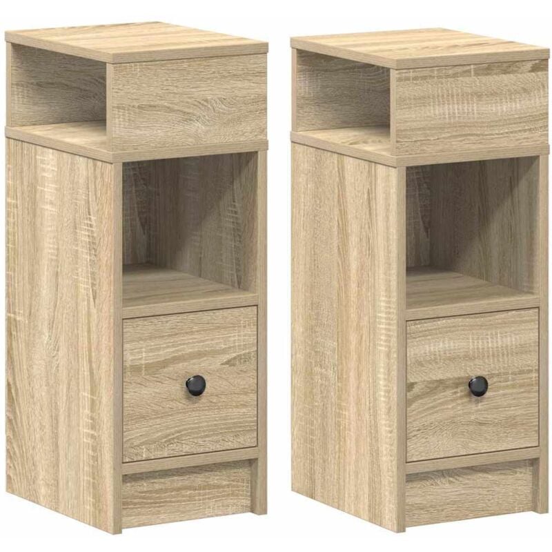Tables de chevet 2 pcs avec tiroir chêne sonoma 25x31x66 cm vidaXL