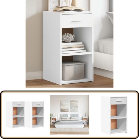 Tables de chevet 2 pcs blanc 35x34x65 cm bois d'ingénierie - Table De Chevet - Commode - Meuble De Chambre - Mobilier - Armoire De Chevet
