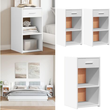 Tables de chevet 2 pcs blanc 35x34x65 cm bois d'ingénierie - Table De Chevet - Commode - Meuble De Chambre - Mobilier - Armoire De Chevet - Home & Living