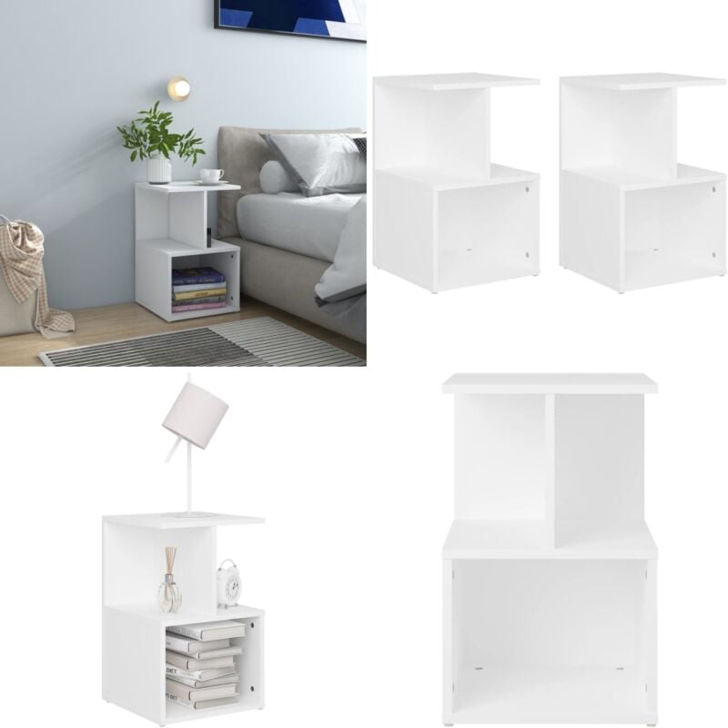 Tables de chevet 2 pcs blanc 35x35x55 cm bois d'ingénierie - Table De Chevet - Meuble De Chambre - Meubles Blancs - Mobilier Contemporain