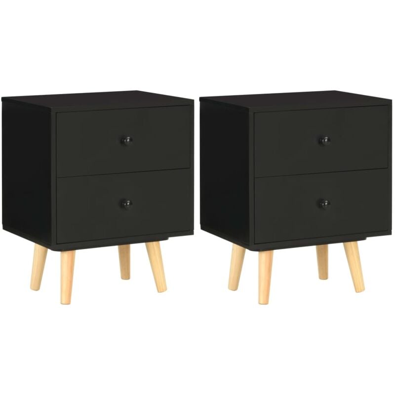 Vidaxl - Tables de chevet 2 pcs Noir 40 x 30 x 50 cm Pin massif