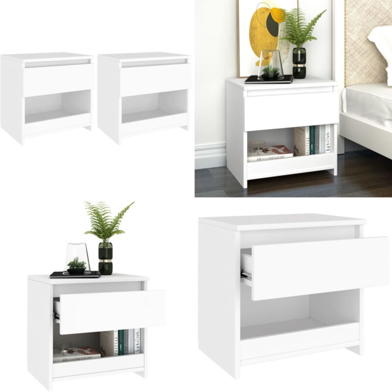 Tables de chevet 2 pcs Blanc 40x30x39 cm Aggloméré - Table De Chevet - Meuble De Chambre - Commode - Rangement - Mobilier Blanc - Home & Living