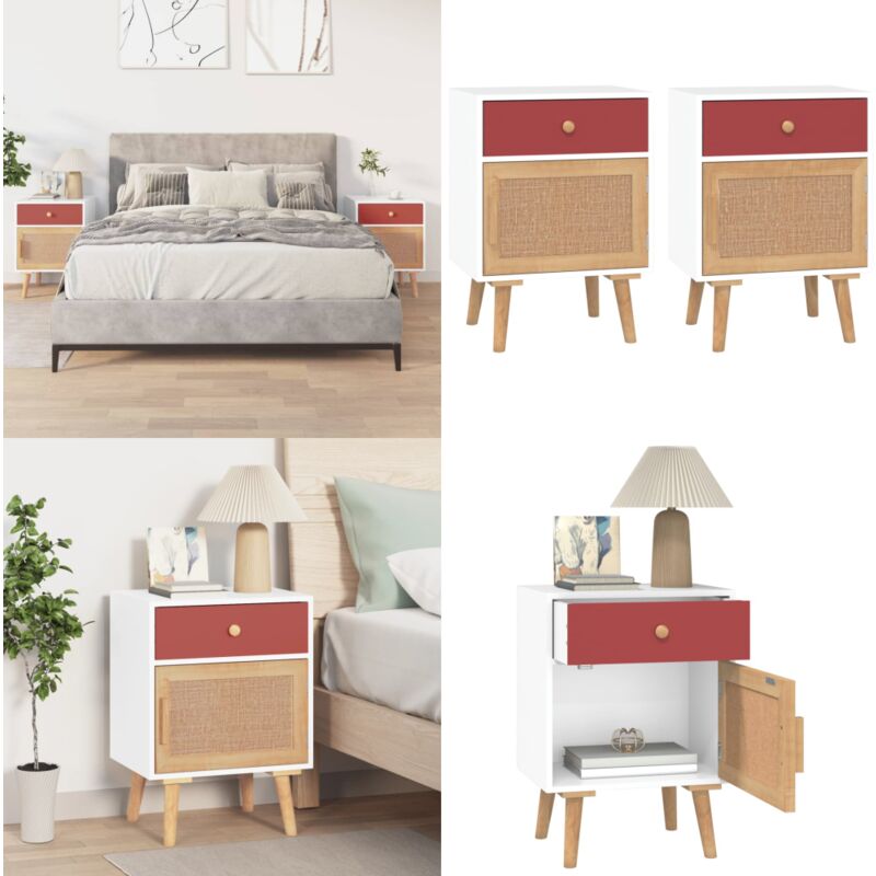 Tables de chevet 2 pcs blanc 40x30x55 cm bois d'ingénierie - Table De Chevet - Meuble De Chambre - Table De Nuit - Commode - Design Scandinave - Home