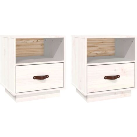 Tables de chevet 2 pcs Blanc 40x34x45 cm Bois de pin massif