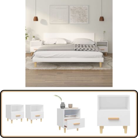 Tables de chevet 2 pcs Blanc 40x35x47 cm - Table De Chevet - Meuble De Chambre - Design Scandinave - Table Nuit - Armoire De Chevet