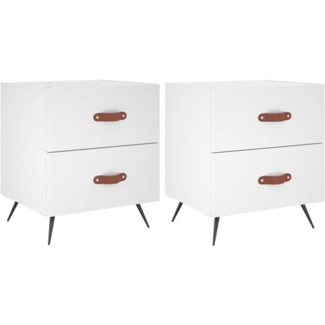 Tables de chevet 2 pcs blanc 40x35x47,5 bois d’ingénierie