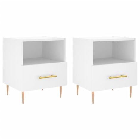 Tables de chevet 2 pcs blanc 40x35x47,5 bois d’ingénierie