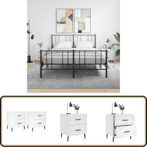 Tables de chevet 2 pcs blanc 40x35x47,5 cm bois d’ingénierie - Table De Chevet - Meuble De Chambre - Armoire De Chevet - Commode - Design Moderne