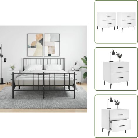 Tables de chevet 2 pcs blanc 40x35x47,5 cm bois d’ingénierie - Table De Chevet - Meuble De Chambre - Armoire De Chevet - Commode - Design Moderne