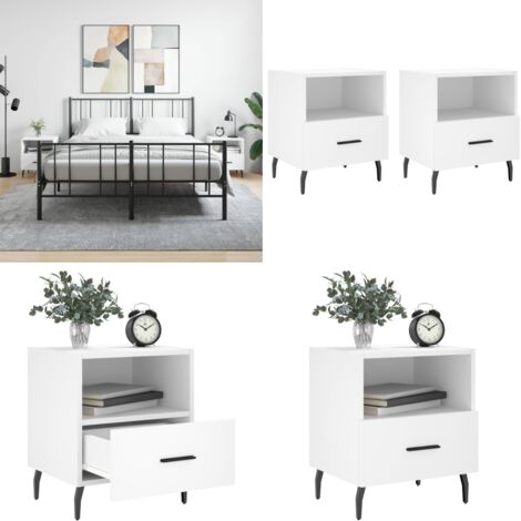 Tables de chevet 2 pcs blanc 40x35x47,5 cm bois d’ingénierie - Table De Chevet - Meuble De Chambre - Armoire De Chevet - Commode - Design Moderne - Home & Living