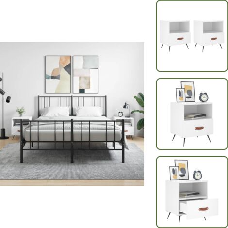 Tables de chevet 2 pcs blanc 40x35x47,5 cm bois d’ingénierie - Table De Chevet - Meuble De Chambre - Table Nuit - Design Moderne - Bois D'ingénierie